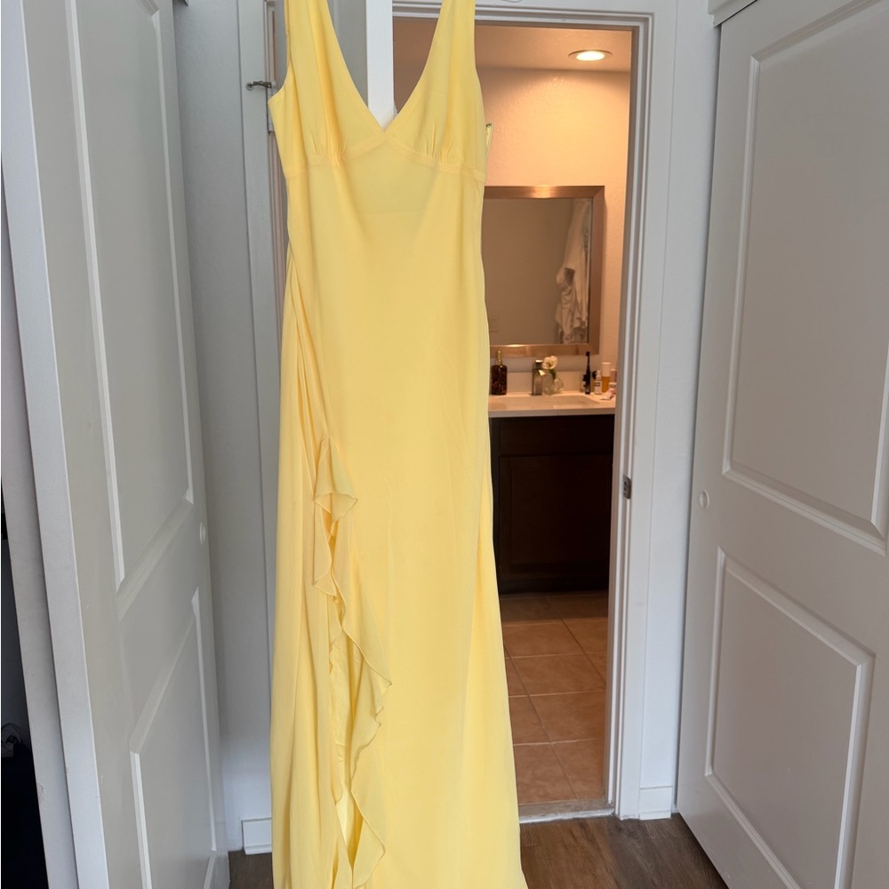 White fox V-Neck Ruffle Maxi Dress